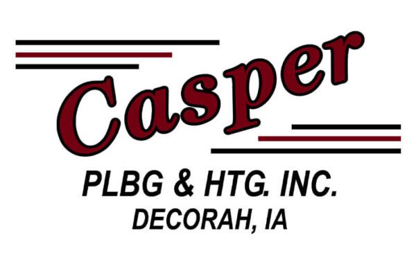 Casper PLBG & HTG, INC. logo featuring red text with black lines, located in Decorah, IA.