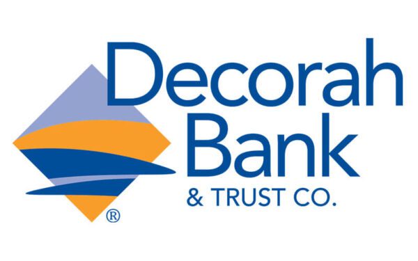 Logo of Decorah Bank & Trust Co. featuring a blue and orange geometric design next to the company name in blue text.